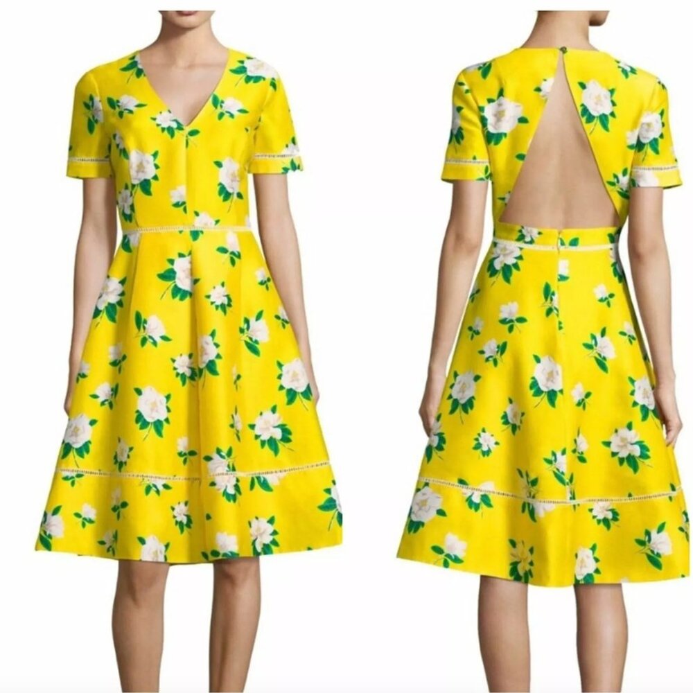 Draper James Magnolia Open Back Floral Dress Yellow 2